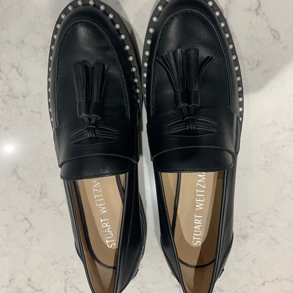 Stuart Weitzman brand new Mila Lift Pearl black leather Loafer. - Picture 2 of 6